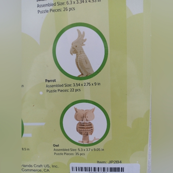 Hands Craft DIY 3D Wooden Puzzle 6 Assorted Bird Animals Puzzles NEW Unopened - Picture 6 of 7